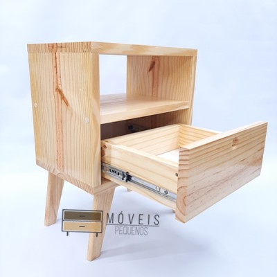 Mesa de cabeceira estilo Retro feito em madeira Criado Mudo, Mesa de cabeceira imagem