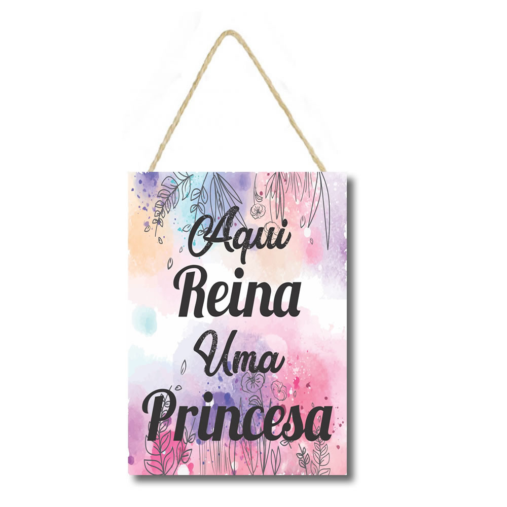 aqui reina uma princesa Quadro decorativo com corda Aqui reina um princesa cod 20