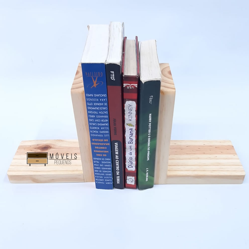 suporte para livro madeira 6 Suporte aparador para livros feito em madeira cor natural