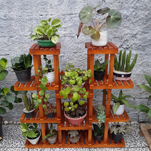 Suporte para vasos de plantas em madeira modelo 7