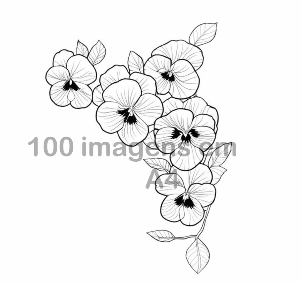 1-1024x963 Livro de Flores para Colorir, 100 Páginas