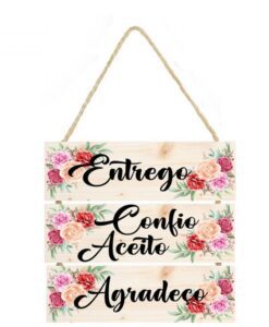 Quadro decorativo com corda Entrego, confio aceito agradeço cod 26