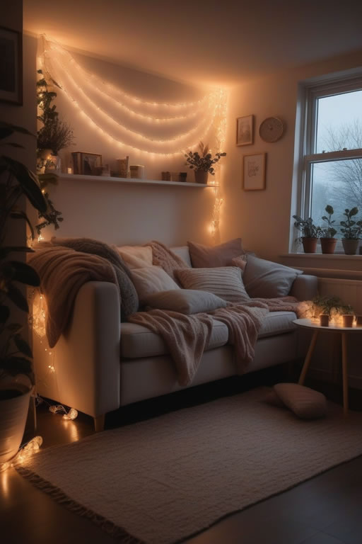 cozy-homefairy-lights-3 Casa confortável com luzes de fada: como criar um ambiente aconchegante