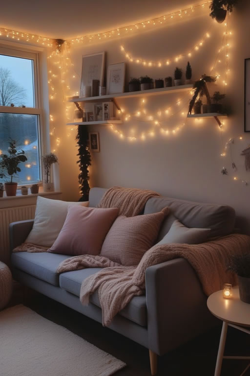 cozy-homefairy-lights Casa confortável com luzes de fada: como criar um ambiente aconchegante
