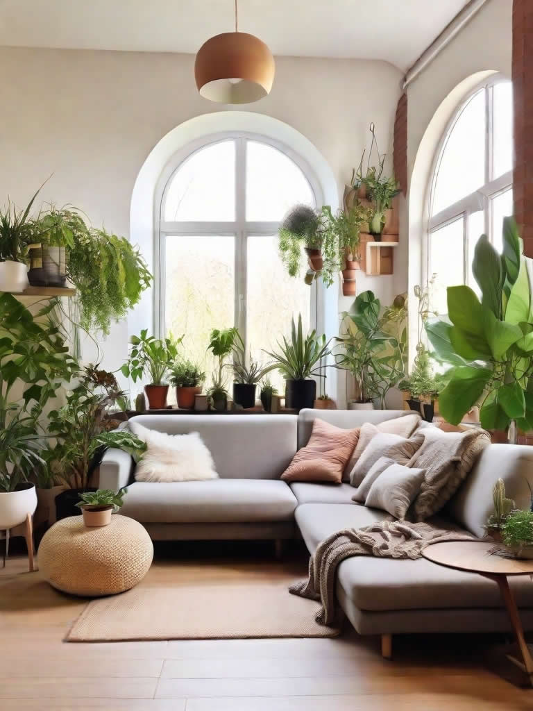 cozy_home_Living_room_with_plants_1 Desfrute do Conforto de uma Casa Aconchegante