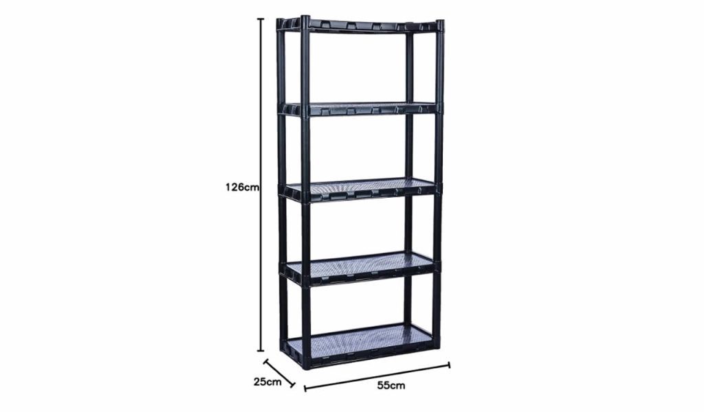 Estante plástica preta com 5 prateleiras a solução prática e elegante para sua organização Estante plástica preta com 5 prateleiras a solução prática e elegante para sua organização