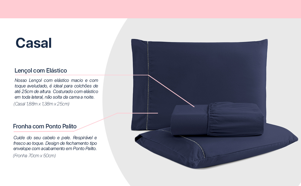 Tamanho Casal 400 Fios 3pcs