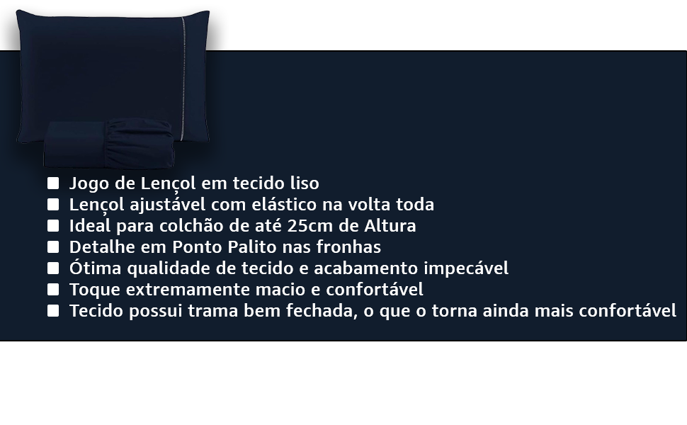 Jogo Cama Classic Solteiro Percal 400 Fios Ponto Palito Antiácaro Anti pilling Toque Macio Azul