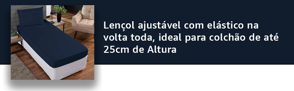 Jogo Cama Classic Solteiro Percal 400 Fios Ponto Palito Antiácaro Anti pilling Toque Macio Azul