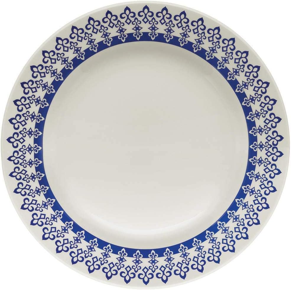 Conjunto com 6 Pratos Biona Donna Grecia AzulMarfim 24 cm