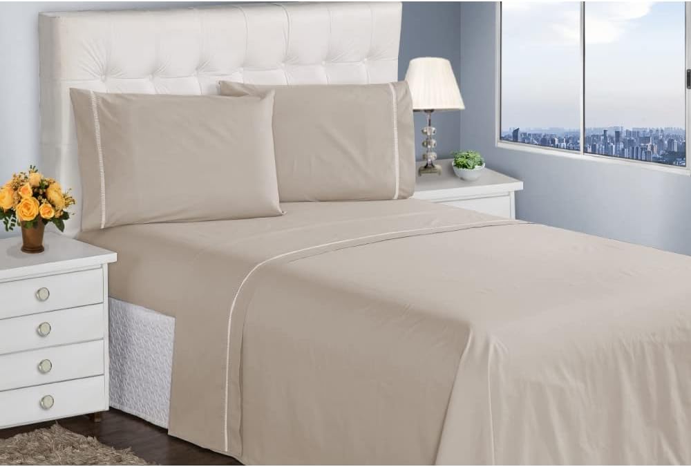 Jogo de Cama Casal Queen King Lencol Fronhas 400 Fios