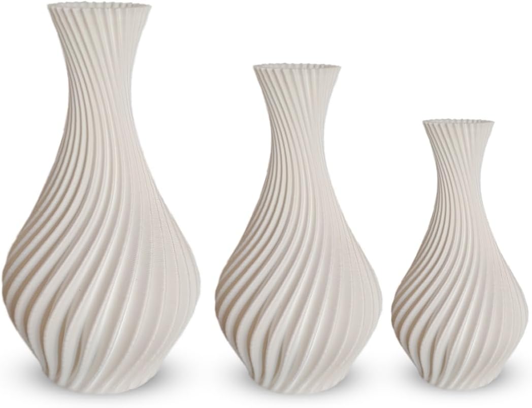 Kit 3 Vasos espirais para Plantas Artificais Jarro vaso