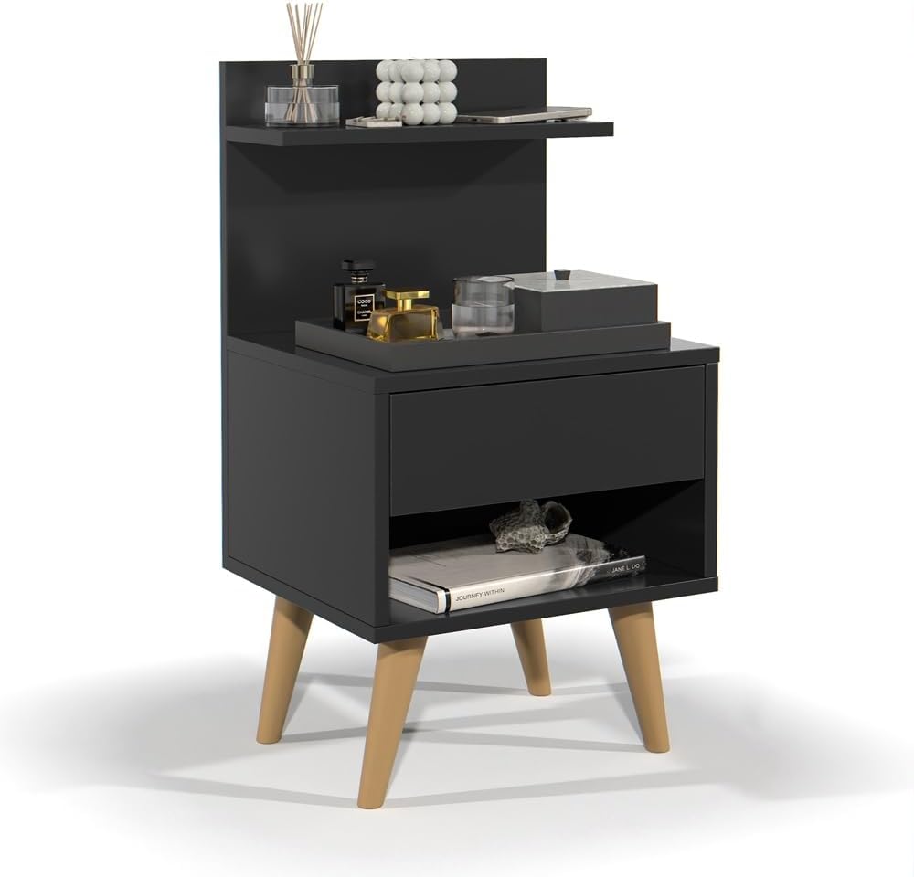 Mesa de Cabeceira Modelo Sleep com Gaveta e Pes Palito