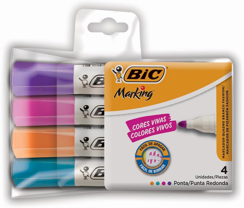 Pincel Marcador de Quadro Branco BIC Markingc4 cores fashion 930094