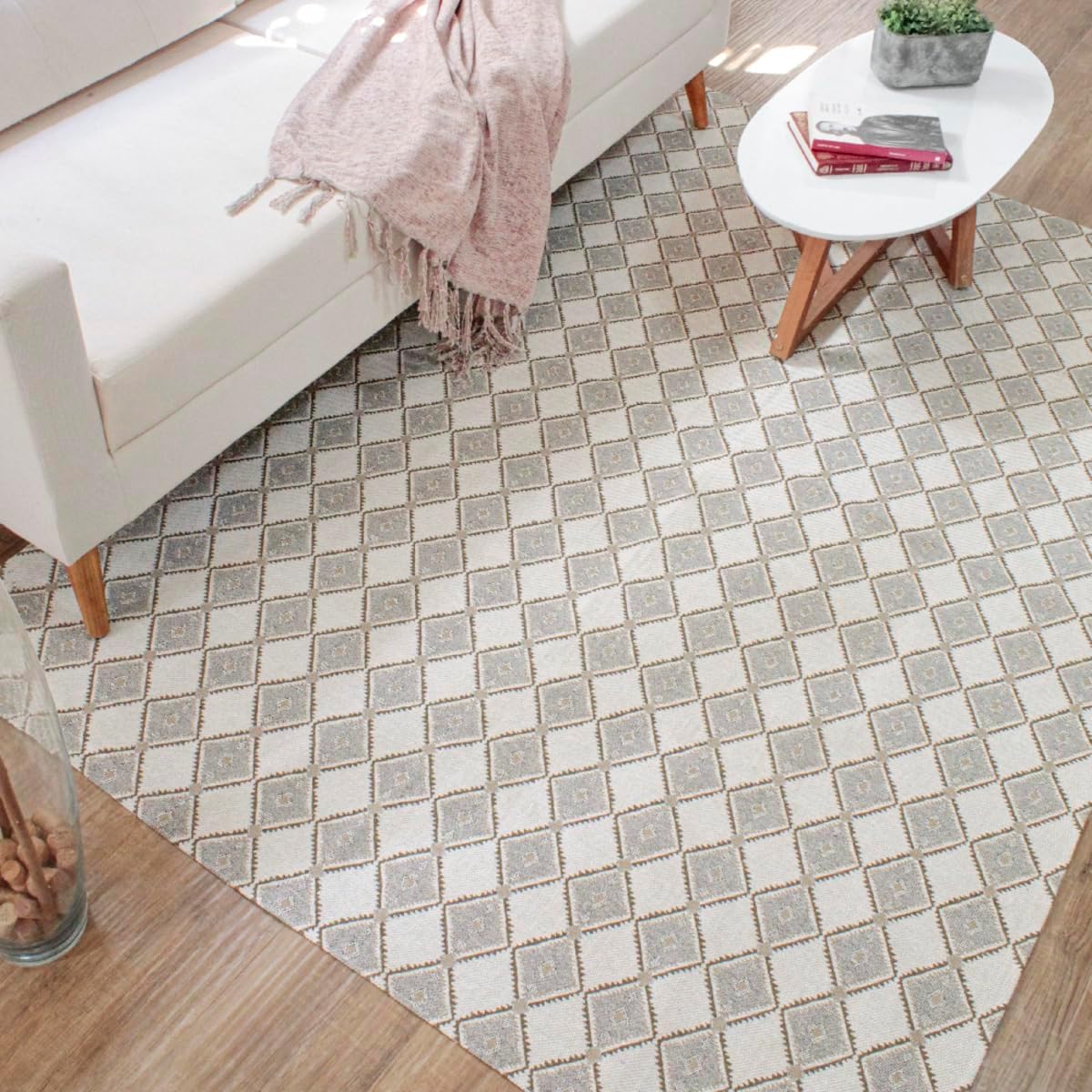 Tapete Sala Quarto Geometrico 200m x 140m Antiderrapante Emborrachado Artesanal