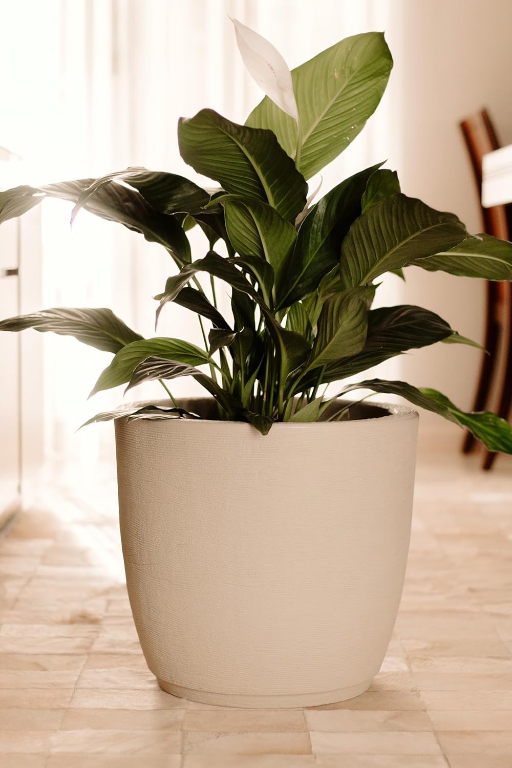 Vaso Planta Polietileno Escovado Luxo Bojo Redondo N1 Creme