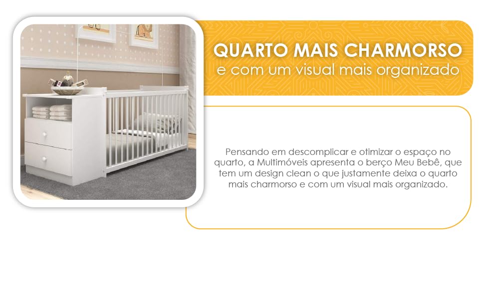 Berço Grade Fixa 3 Níveis de Altura Multimóveis - Meu Bebê