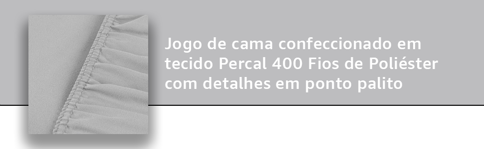 Jogo Cama Queen Percal Ponto Palito Antiácaro Anti pilling Toque Macio Cinza