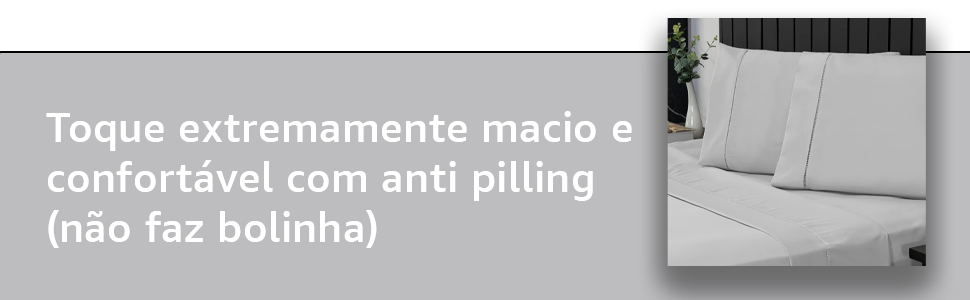 Jogo Cama Queen Percal Ponto Palito Antiácaro Anti pilling Toque Macio Cinza