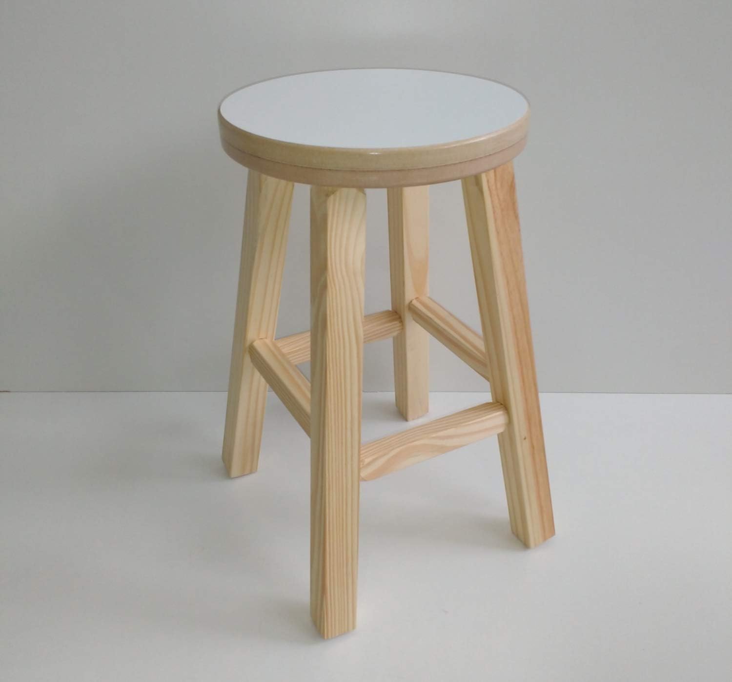 Banqueta Media Hardman Madeira Natural Ass Redondo MDF Bco