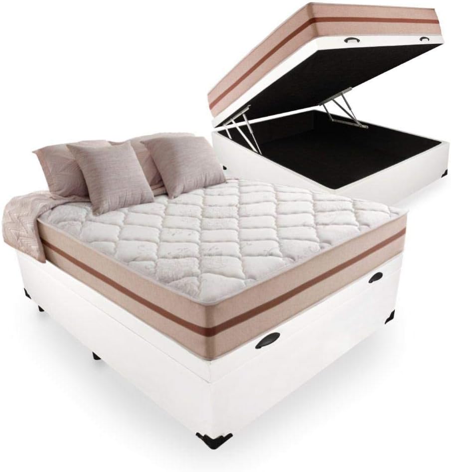 Cama Box Com Bau Viuva Colchao De Molas Ensacadas