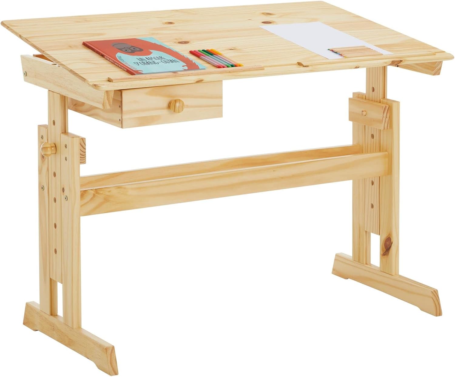 Escrivaninha Mesa Desenho Madeira 1 Gaveta Flexi Natural