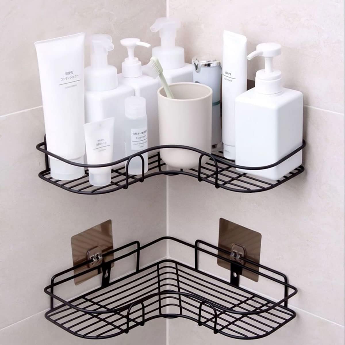 Kit 2 Prateleiras Para Banheiro Lavanderia Cozinha Quarto Adesiva Decorativa