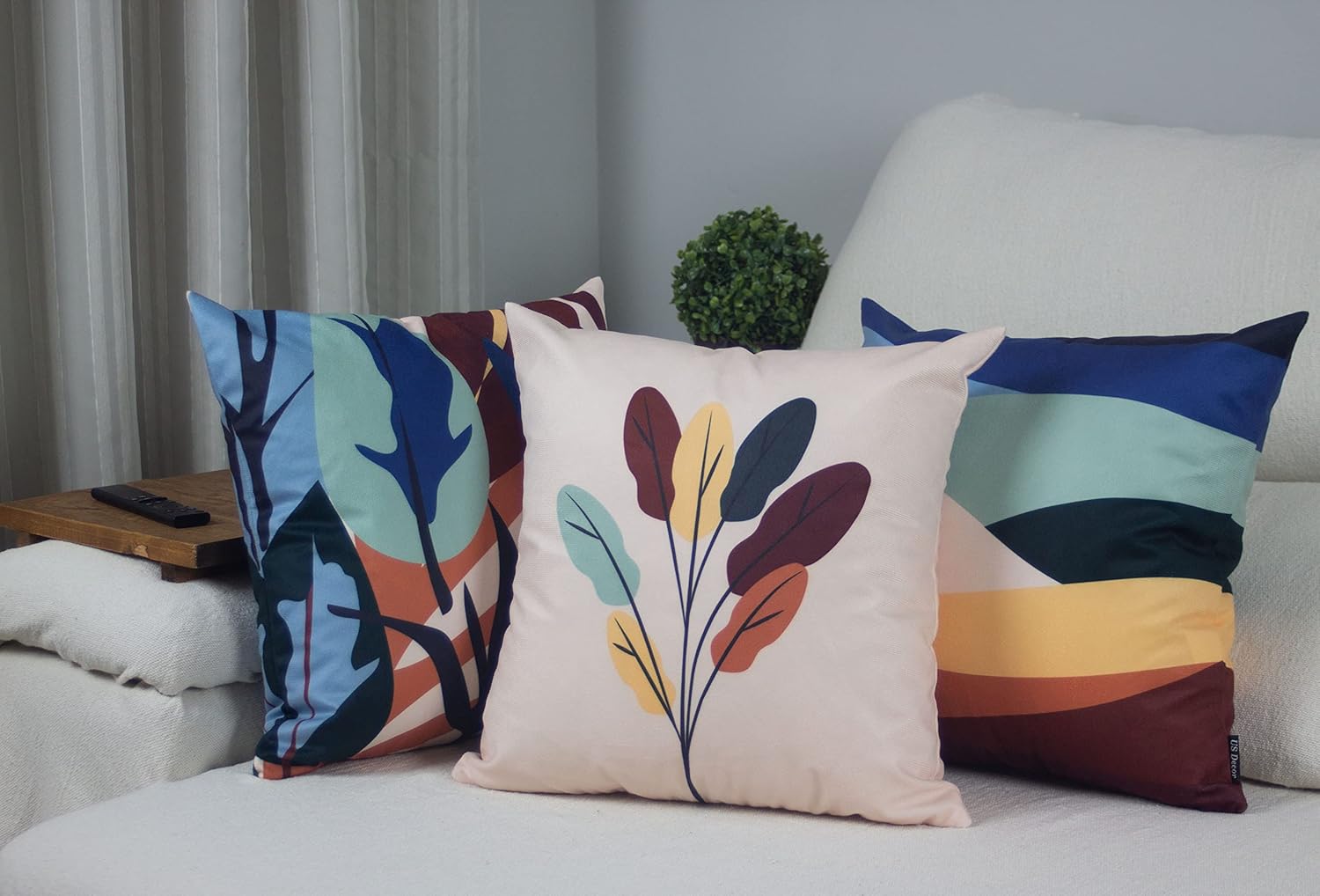 Kit 3 Capas de Almofada Floral Suede Ziper Invisivel Ondas