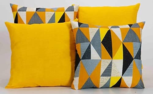 Kit 4 Capas de Almofadas Decorativas para Sofa Estampa Amarelo