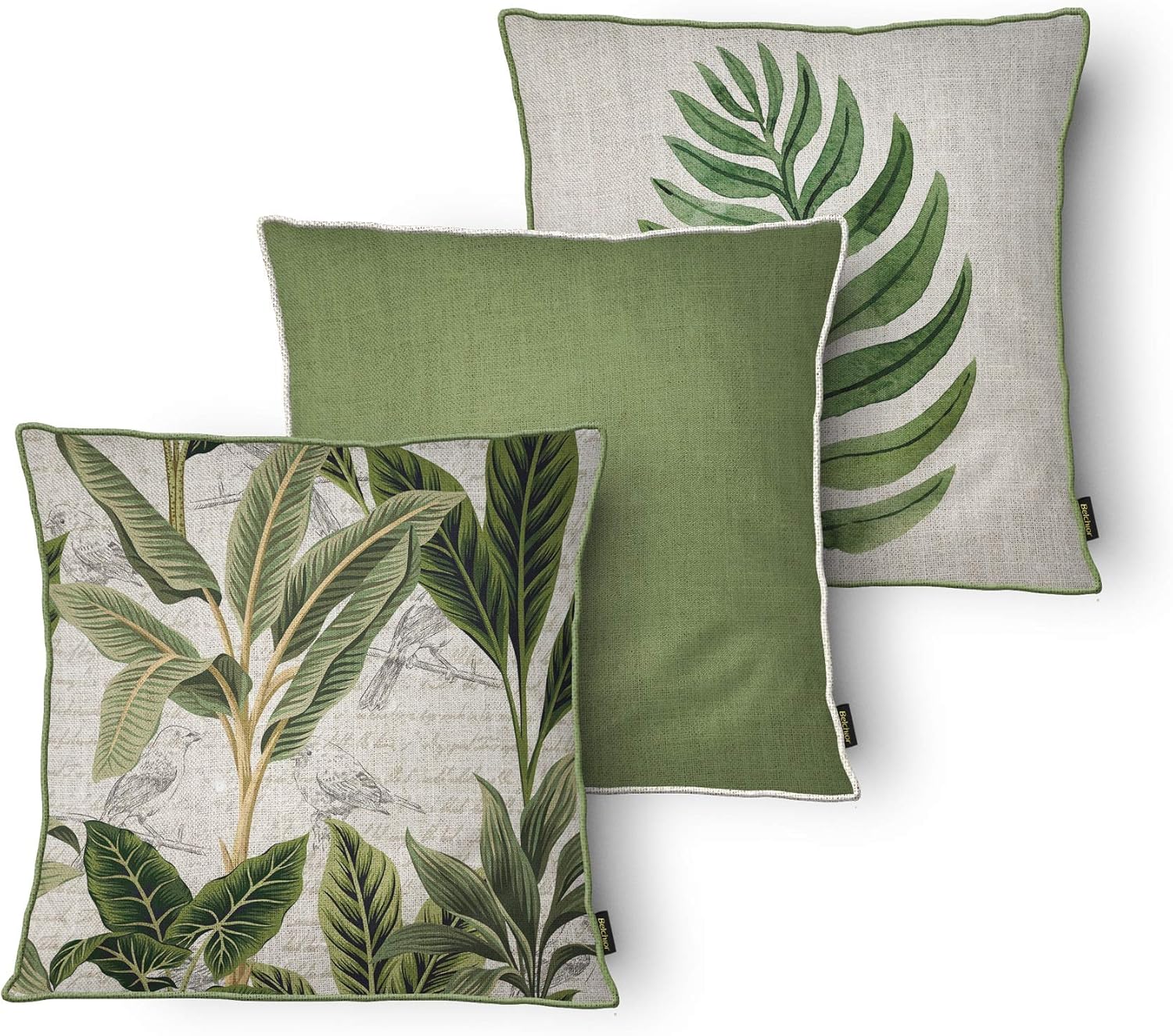 Kit Com 3 Capas Para Almofadas Botanica Verde Belchior Uniq
