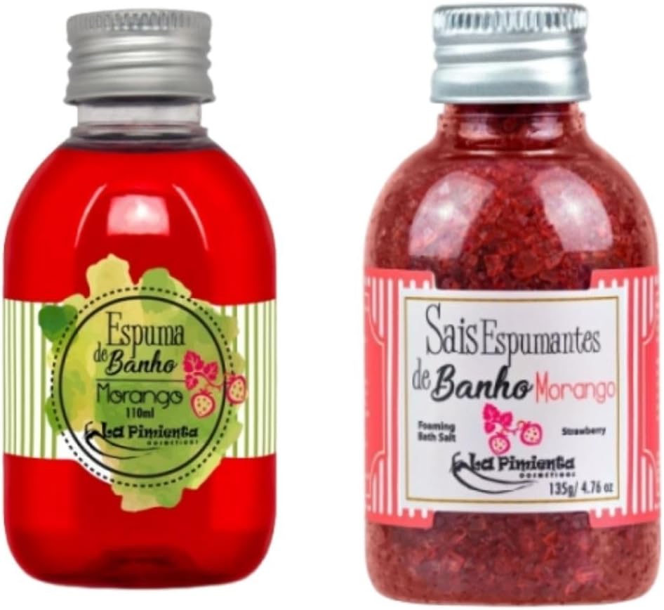 Kit Espuma E Sais De Banho Aromatico Hidromassagem Banheira Morango