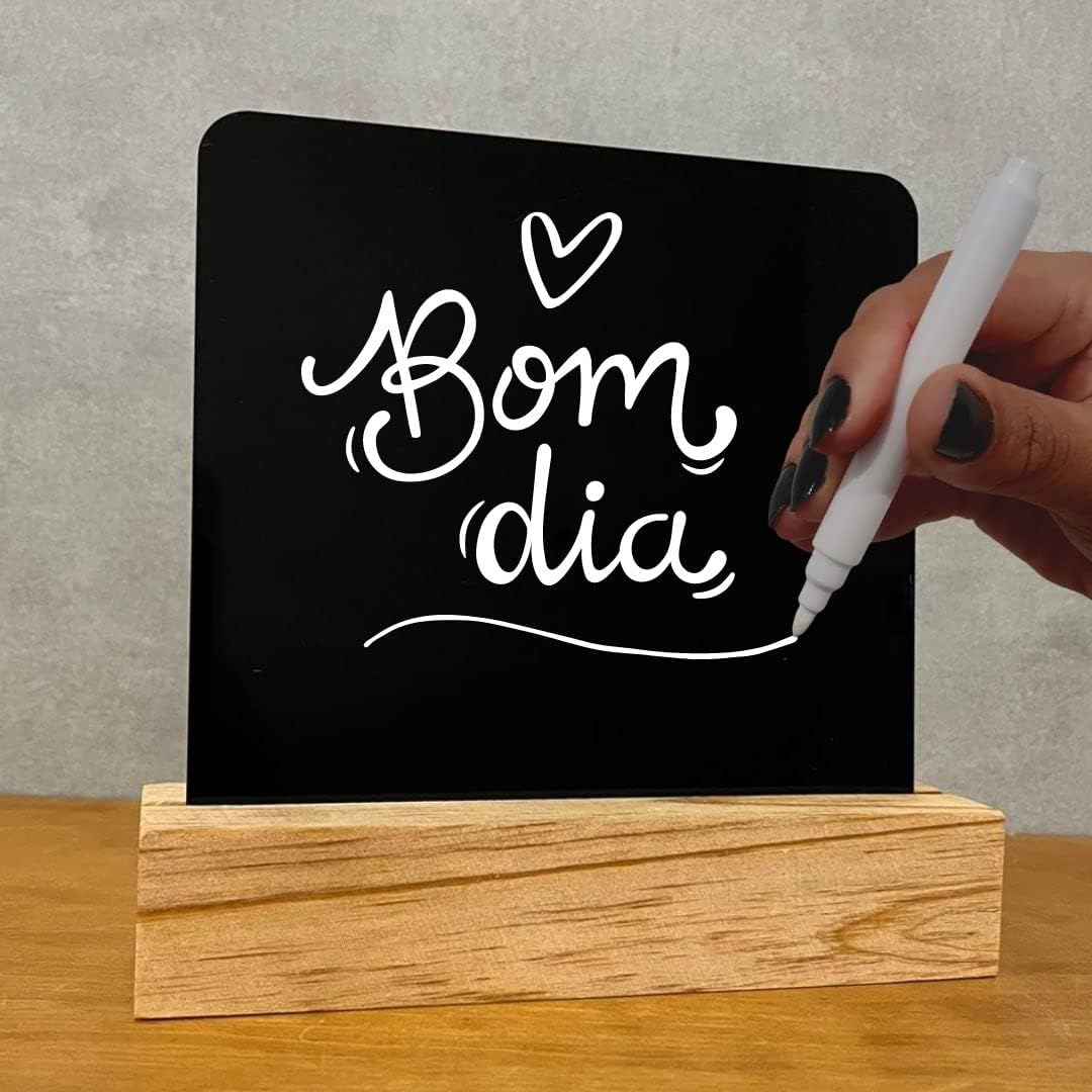 Lousa quadro de recados de mesa duas canetas acrilico