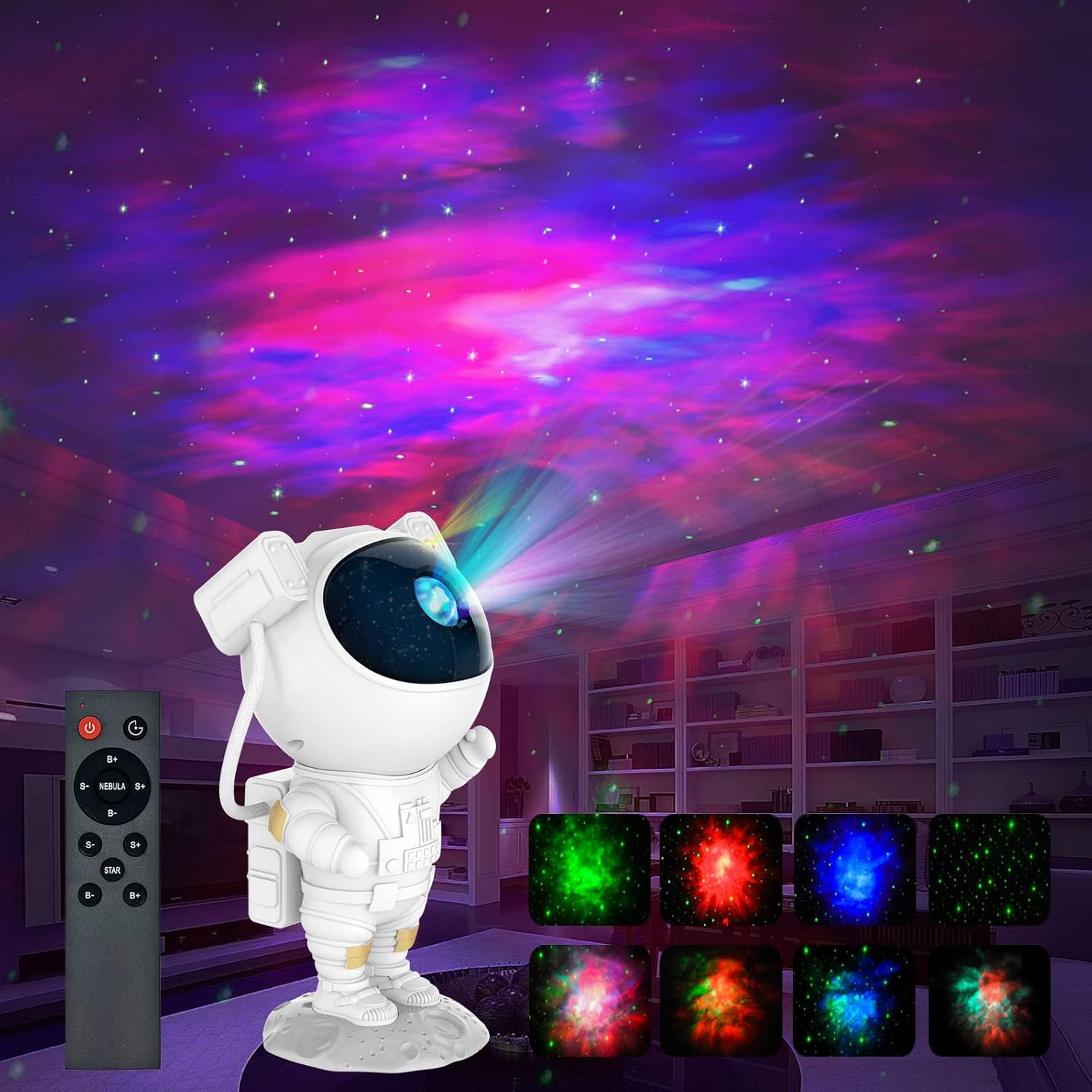 Projetor de luz de galaxia em forma de astronauta projetor