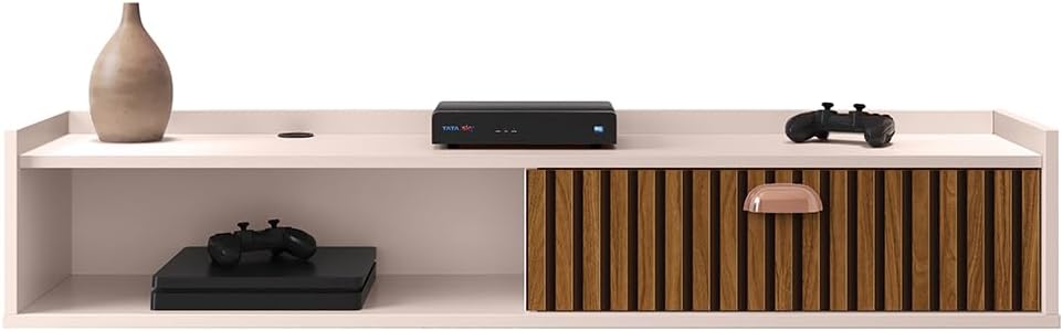Rack Suspenso Tv 120 Home Decor 1 Porta Puxador Concha