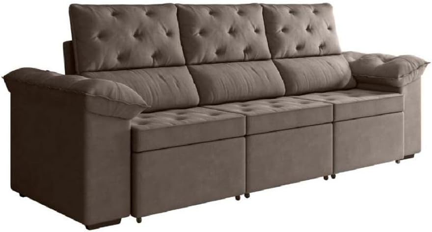 Sofa Retratil 3 Lugares 210m York Suede Marrom