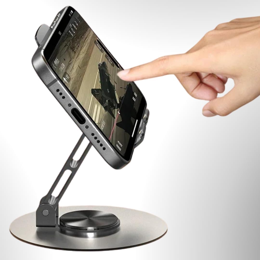 Suporte de Celular de Mesa em Aluminio com Base Rotativa