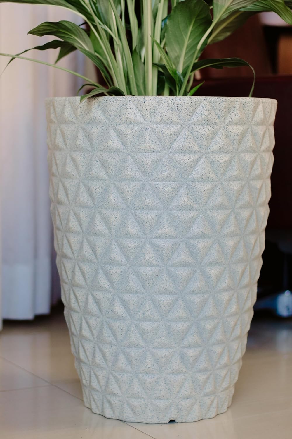 Vaso Para Plantas Polietileno Decorativo Redondo Grande N3 Cimento