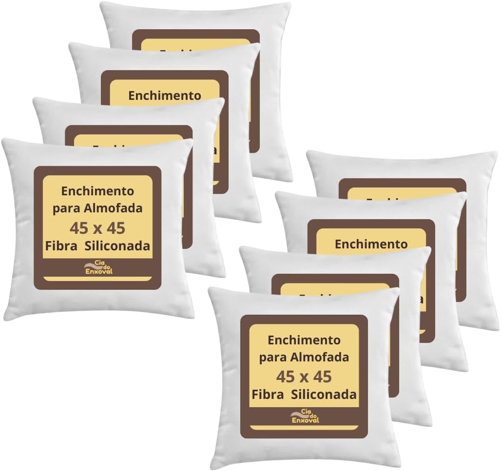 Kit 8 Enchimento Refil para Almofada Fibra Siliconada 45x45 cm