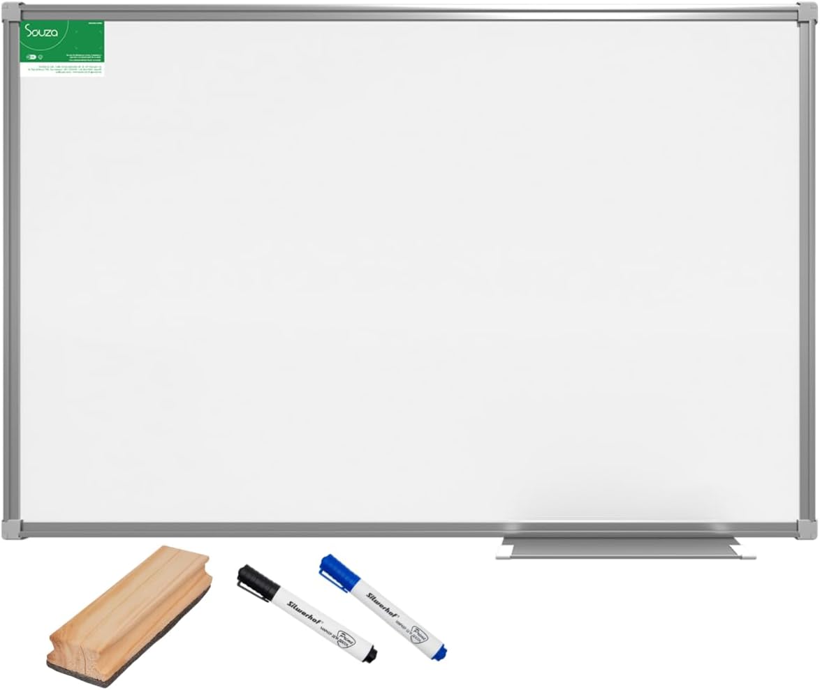 Kit Lousa Quadro Branco Moldura Aluminio 70x50 Cm 1