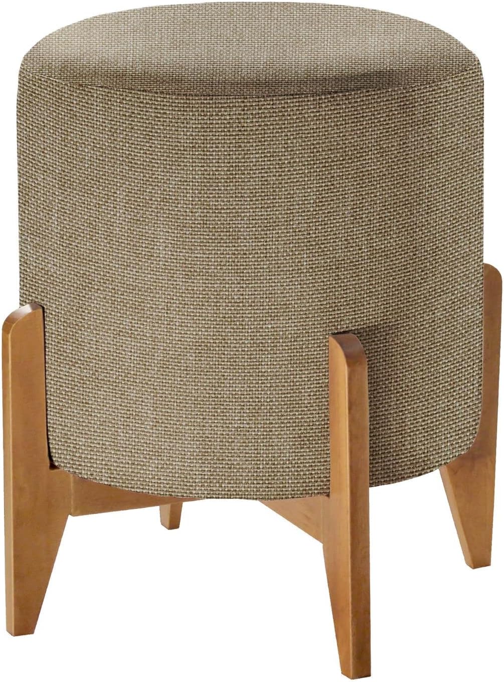Puff em Linho Redondo Otavio Agarb Decor CorLinho Bege