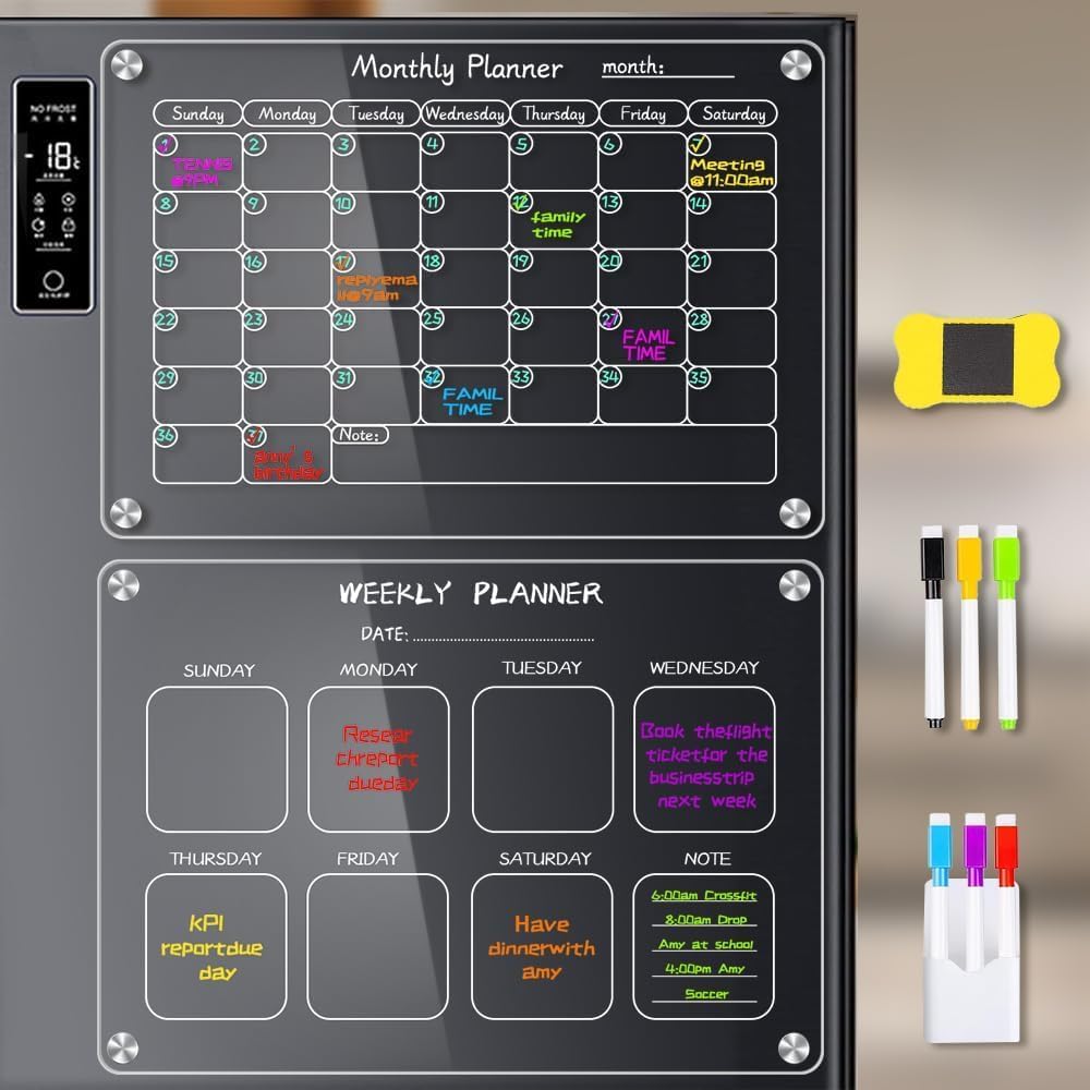 Quadro Planner 40x30CM Set de 2 6 Canetas Planner Mensal