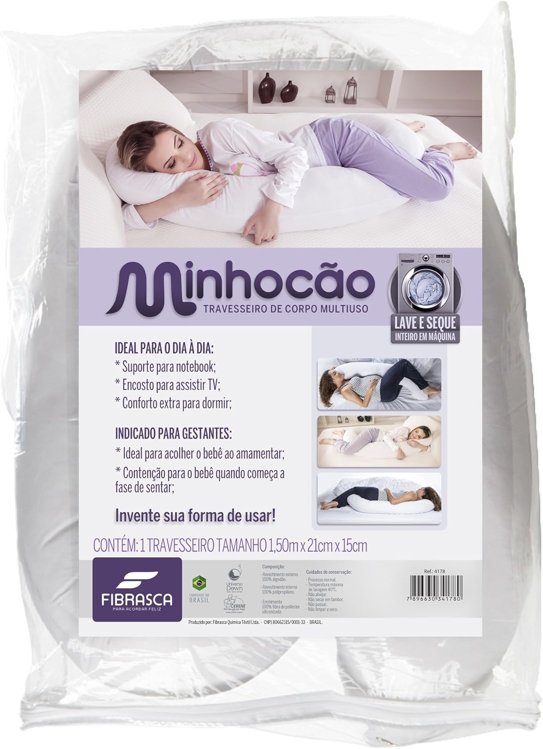 Travesseiro de Corpo Minhocao para Gestante 21x150 cm