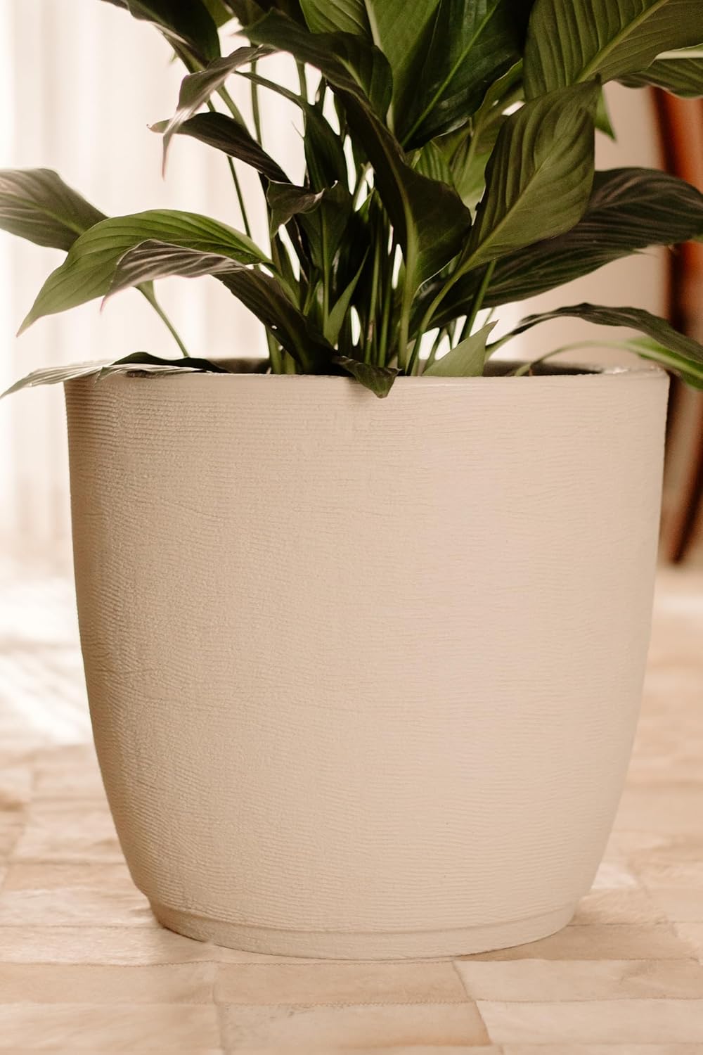 Vaso Planta Polietileno Escovado Luxo Bojo Redondo N3 Creme