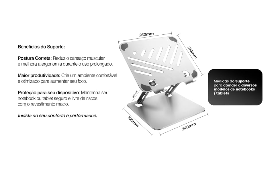 Suporte notebook medidas