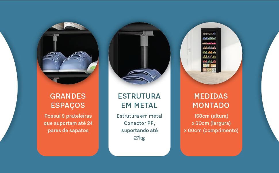 Sapateira com 9 Prateleiras para Organizar Calçados e Objetos