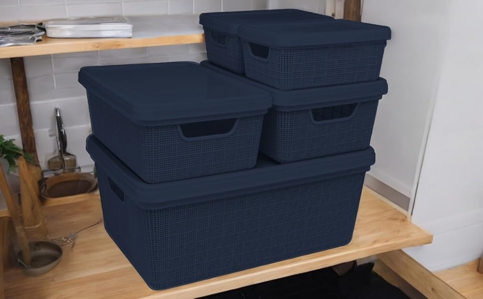 Kit 5 Caixa Organizadora 1,8 L 5 L 15 L 1 4