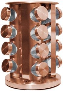 Porta Temperos Giratório com 16 Potes Rose Gold