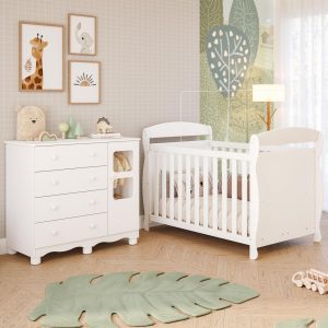 Quarto de Bebê Completo Berço Americano Marquesa 3 Em 1 com Cômoda