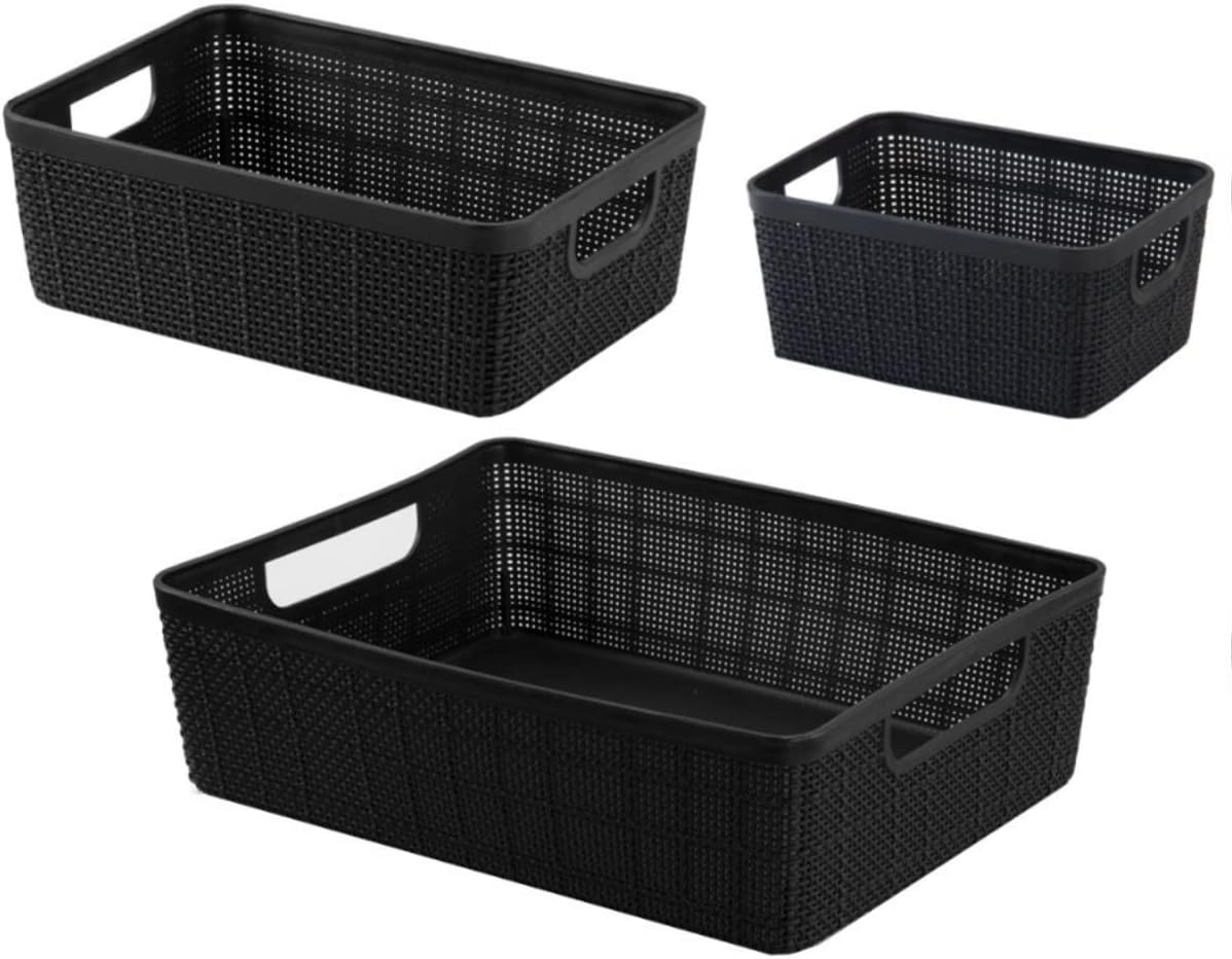 Kit 3 Cestos Organizadores Multiuso Rattan Home Organizer P M G Cor
