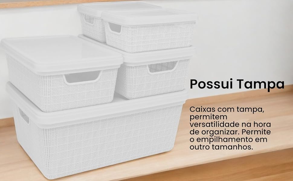 Kit 5 Caixa Organizadora 1,8 L 5 L 15 L 1